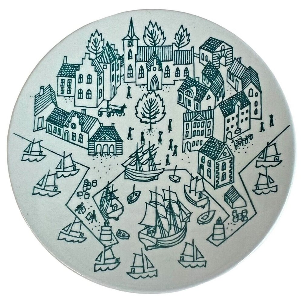 Nymolle Art Faience Hoyrup Plate 5" Green Made Denmark‎ Green Limited ED VTG